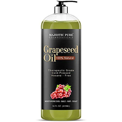 MAJESTIC PURE Grapeseed Oil, Massage Oil for Skin, Nails, Hair, Scalp - 16 fl. oz.
