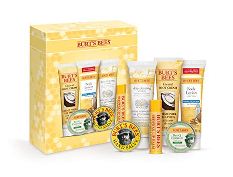 Burt's Bees Lip Balm, Cleansing Cream, Hand Salve, Body Lotion & Foot Cream Essentials Set