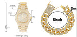 Iced Out Luxury Rhinestone Wrist Watch and Bracelet Set