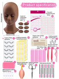 Eyelash Extension Mannequin Practice Kit, Mannequin Head with Replacement Eyelids (17PCS)