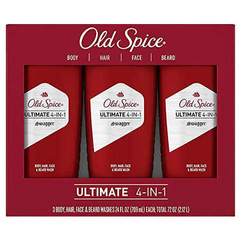 Old Spice Ultimate 4 in 1 Body Hair Face and Beard Wash Set, Swagger Scent, 24 Fl Oz.