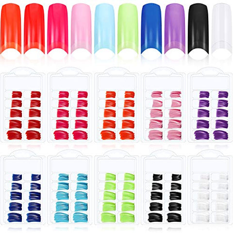 1000 Pieces Colorful French False Acrylic Tips Solid Color