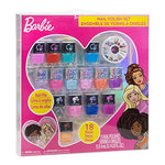 Barbie 18 Pcs Quick Dry Nail Polish Kit and Makeup Set for Girls, Ages 3+