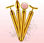 24k Golden & Rose Gold, Facial Massager Roller, 4 in 1 Set