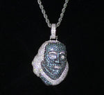 Iced 18K White Gold Plated Benjamin Frankilin Pendant Necklace with Rope Chain