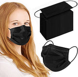 100Pcs Black Disposable Face Mask, 3 Ply Black Face Mask