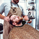 Leopard  Barber Salon Cape w/ Duster Brush - 46.8"× 56"