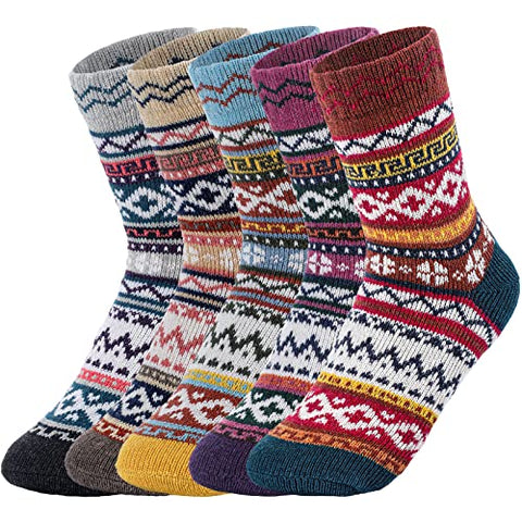 5 Pairs Wool Socks - Comfortable and Warm Wool Socks For Women.