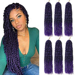 Passion Twist Bohemian, Ombre Purple Crochet Braiding Hair (18 Inch(Pack of 6), T1B/Purple)