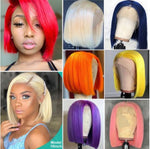 Human Hair Remy 13X4 Pre Plucked 613 Short Bob Wigs in Blonde (21 colors to choose from)