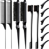 Hair Brush Set with Duckbill Clips, 12 Pieces