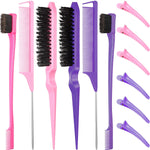 Hair Brush Set with Duckbill Clips, 12 Pieces