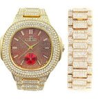 Charles Raymond Mens Iced Out Watch w/Matching Blinged Out Bracelet Set