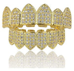 18K Gold Plated  CZ Iced-Out Grillz with Extra Molding Bars Included