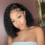Jerry Curly Human Hair Deep Wave Brazilian Remy 13x6/ 13x4 /4x4 Lace Closure Short Bob Plucked Wigs