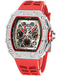 Iced Crystal Chronograph Watches with Silicone Sports Wrist Band