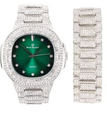 Charles Raymond Mens Iced Out Watch w/Matching Blinged Out Bracelet Set