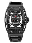 Skull Hollow Quartz with Silicone Leather Band Sports Wrist Watch